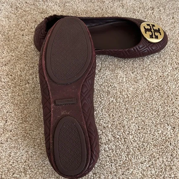 Tory Burch Women's Minnie Quilted Leather Travel Ballet Flats - Port