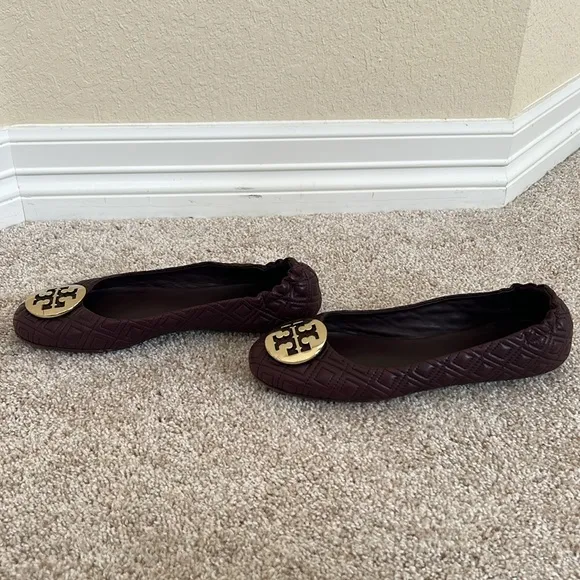 Tory Burch Women's Minnie Quilted Leather Travel Ballet Flats - Port