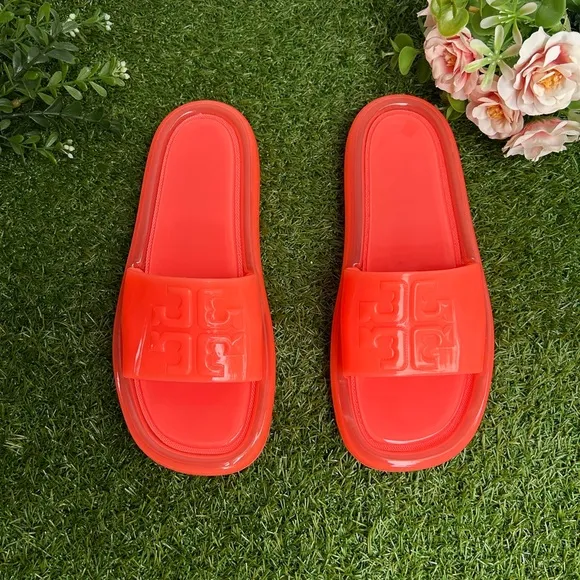 TORY BURCHBUBBLE JELLY SLIDES SANDALS - NEONFLUORESCENT PINK$188 Sz 7 NEW