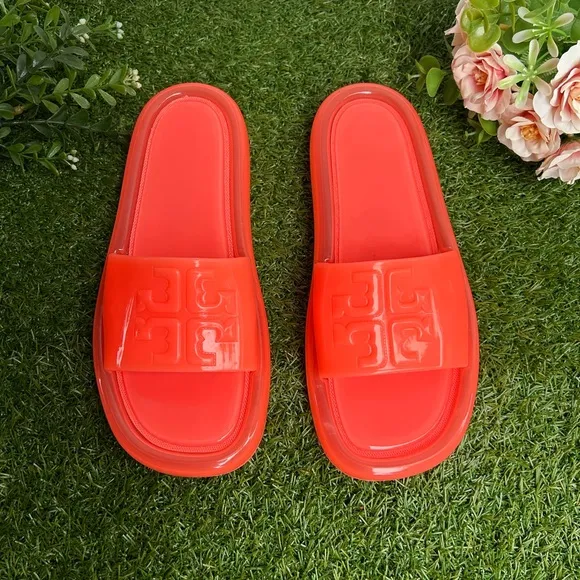 TORY BURCHBUBBLE JELLY SLIDES SANDALS - NEONFLUORESCENT PINK$188 Sz 7 NEW