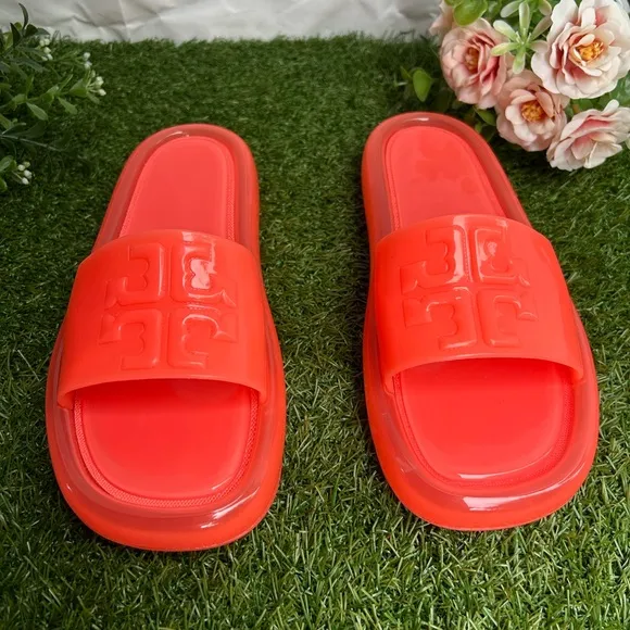 TORY BURCHBUBBLE JELLY SLIDES SANDALS - NEONFLUORESCENT PINK$188 Sz 7 NEW