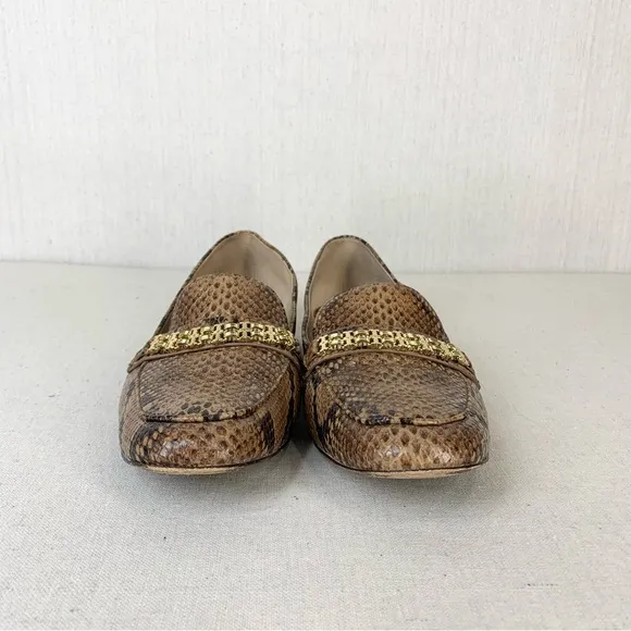 Tory Burch~Women’s “Roccia” Python Gemini‎ Link Leather Loafers/Flats~Sz 10.5