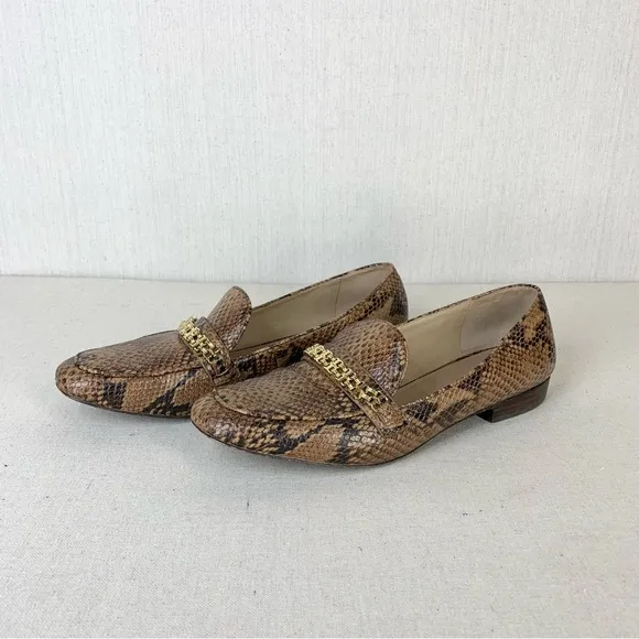Tory Burch~Women’s “Roccia” Python Gemini‎ Link Leather Loafers/Flats~Sz 10.5