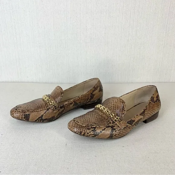 Tory Burch~Women’s “Roccia” Python Gemini‎ Link Leather Loafers/Flats~Sz 10.5