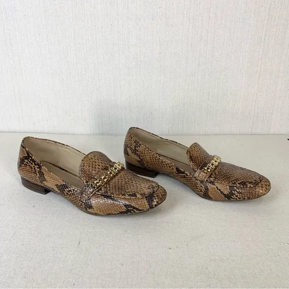 Tory Burch~Women’s “Roccia” Python Gemini‎ Link Leather Loafers/Flats~Sz 10.5