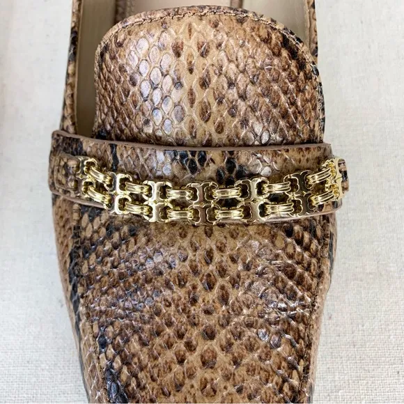 Tory Burch~Women’s “Roccia” Python Gemini‎ Link Leather Loafers/Flats~Sz 10.5