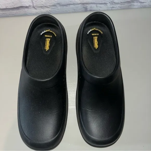 Tred Safe Shoes Mens 10 Work Clogs Slip Resistant Black Rubber Slip On Unisex