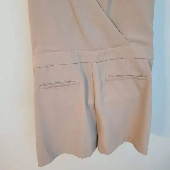 Trina Turk Jeanette Taupe Lined V Neck Romper Womens 12 NWT $228 USA Beach Party