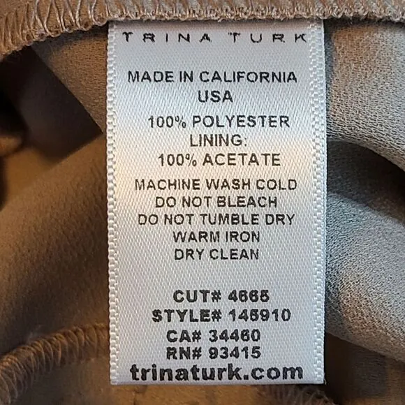 Trina Turk Jeanette Taupe Lined V Neck Romper Womens 12 NWT $228 USA Beach Party