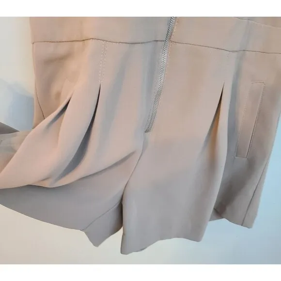 Trina Turk Jeanette Taupe Lined V Neck Romper Womens 12 NWT $228 USA Beach Party