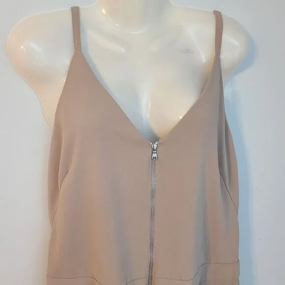 Trina Turk Jeanette Taupe Lined V Neck Romper Womens 12 NWT $228 USA Beach Party