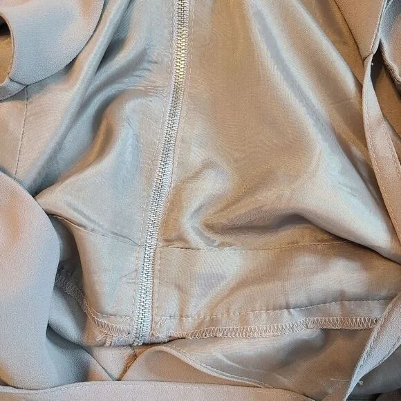 Trina Turk Jeanette Taupe Lined V Neck Romper Womens 12 NWT $228 USA Beach Party