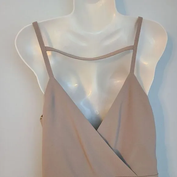 Trina Turk Jeanette Taupe Lined V Neck Romper Womens 12 NWT $228 USA Beach Party