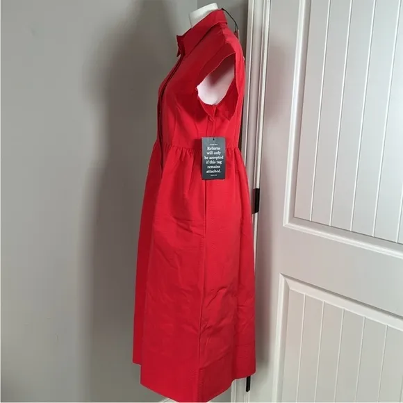 TUCKERNUCK Chloe Dress Red Pockets Short Sleeve Button Front Sz M NEW