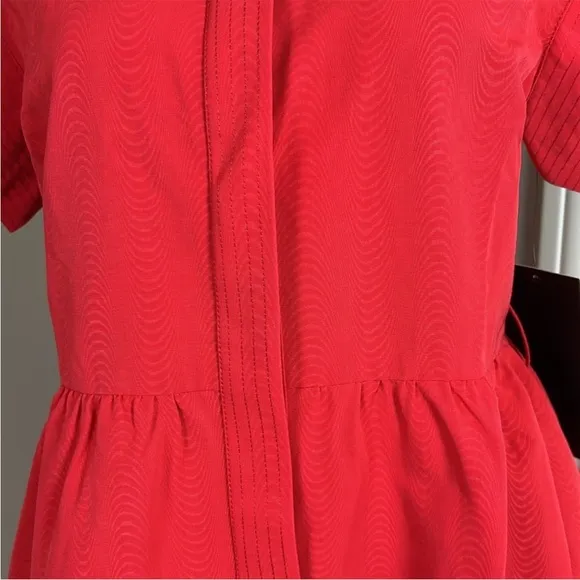 TUCKERNUCK Chloe Dress Red Pockets Short Sleeve Button Front Sz M NEW