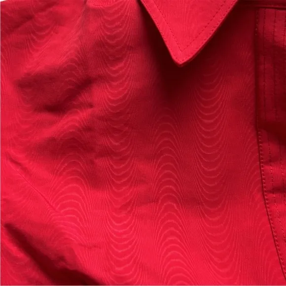 TUCKERNUCK Chloe Dress Red Pockets Short Sleeve Button Front Sz M NEW