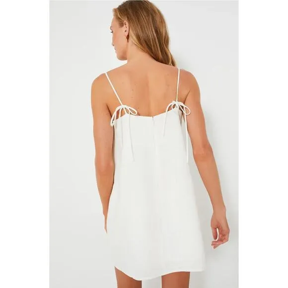 TUCKERNUCK Lea Linen Strappy Mini Dress Tie Back Summer Vacation White Sz XL NWT