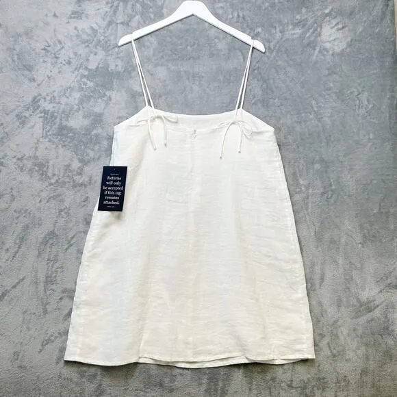 TUCKERNUCK Lea Linen Strappy Mini Dress Tie Back Summer Vacation White Sz XL NWT