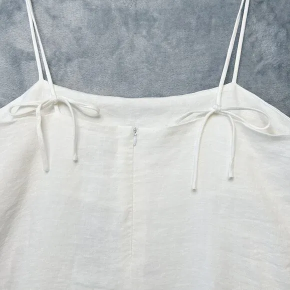 TUCKERNUCK Lea Linen Strappy Mini Dress Tie Back Summer Vacation White Sz XL NWT