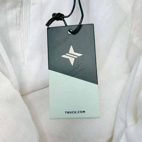 TUCKERNUCK Lea Linen Strappy Mini Dress Tie Back Summer Vacation White Sz XL NWT