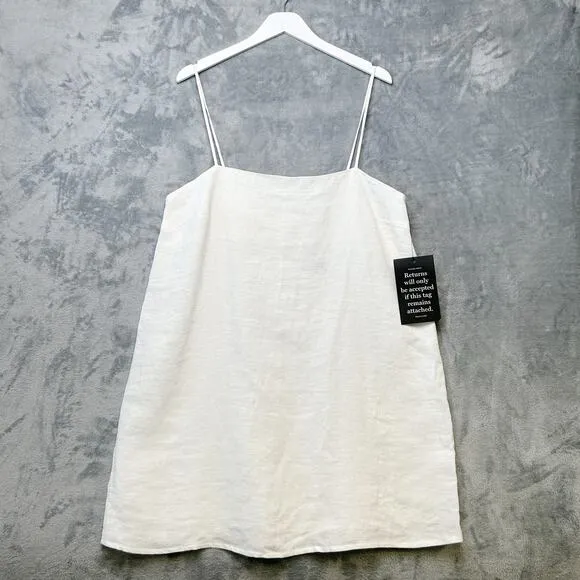 TUCKERNUCK Lea Linen Strappy Mini Dress Tie Back Summer Vacation White Sz XL NWT