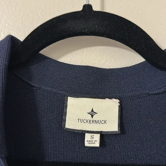 Tuckernuck Midnight Cacao Wright PoloDress Navy &amp; Brown Sz Small Preppy Classic