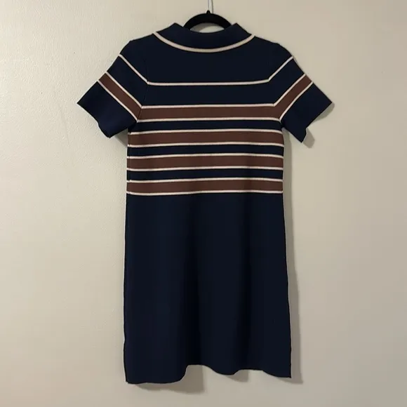 Tuckernuck Midnight Cacao Wright PoloDress Navy &amp; Brown Sz Small Preppy Classic
