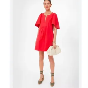 Tuckernuck Pomander Place Coral Finley Flutter Sleeve Cotton Mini Dress Small