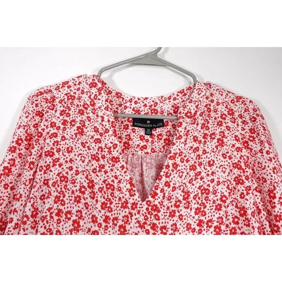 Tuckernuck Pomander Place Kenzo Dress Women XS Red Floral Tier Scarlet Ditsy