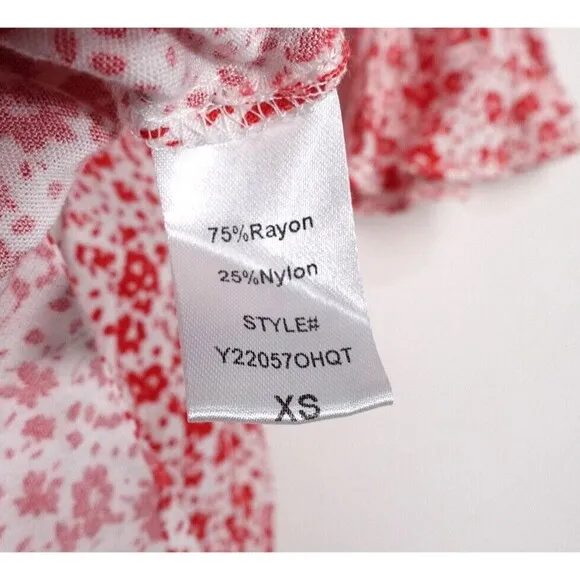 Tuckernuck Pomander Place Kenzo Dress Women XS Red Floral Tier Scarlet Ditsy