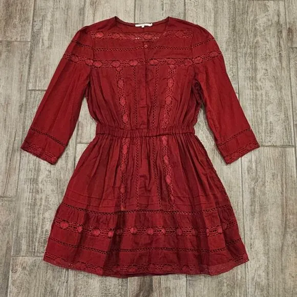 Tularosa Payton Dress Women's Size L Long Sleeve Lace Mini Boho Chic Celebrity
