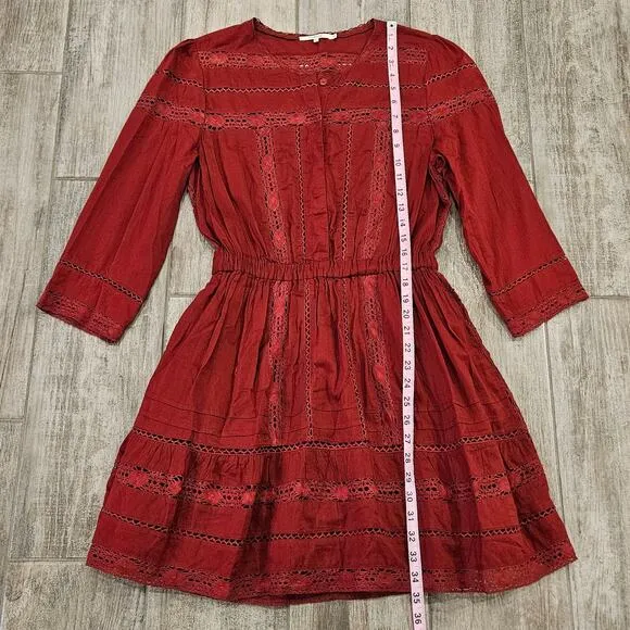 Tularosa Payton Dress Women's Size L Long Sleeve Lace Mini Boho Chic Celebrity