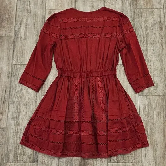 Tularosa Payton Dress Women's Size L Long Sleeve Lace Mini Boho Chic Celebrity
