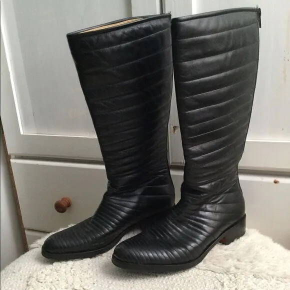 Turpin  7.5 leather boots black, vintage, steam punk, vampire, Goth