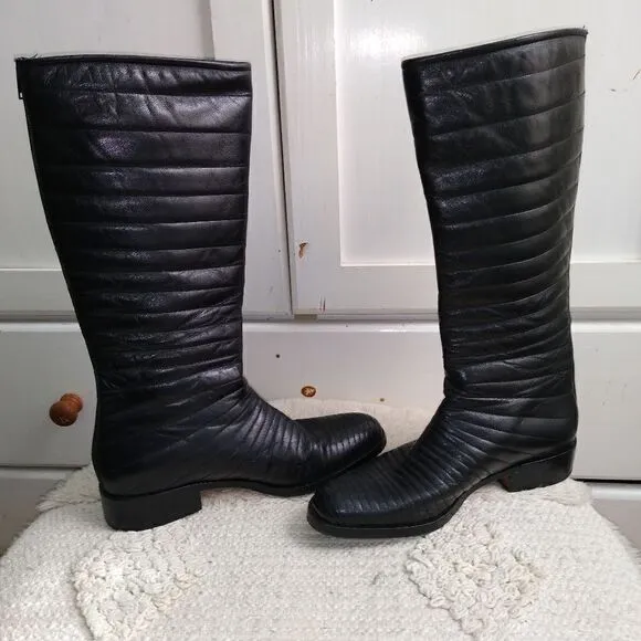 Turpin  7.5 leather boots black, vintage, steam punk, vampire, Goth