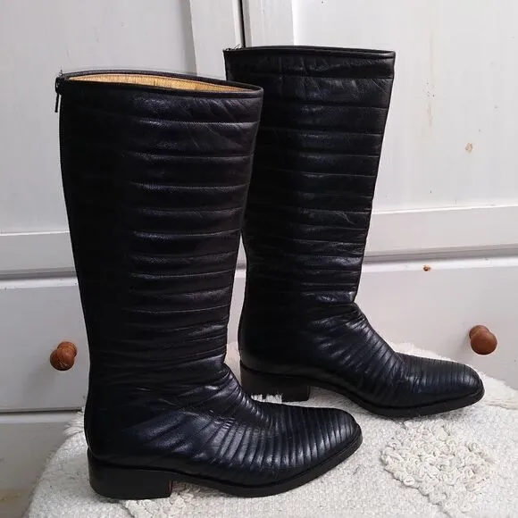 Turpin  7.5 leather boots black, vintage, steam punk, vampire, Goth