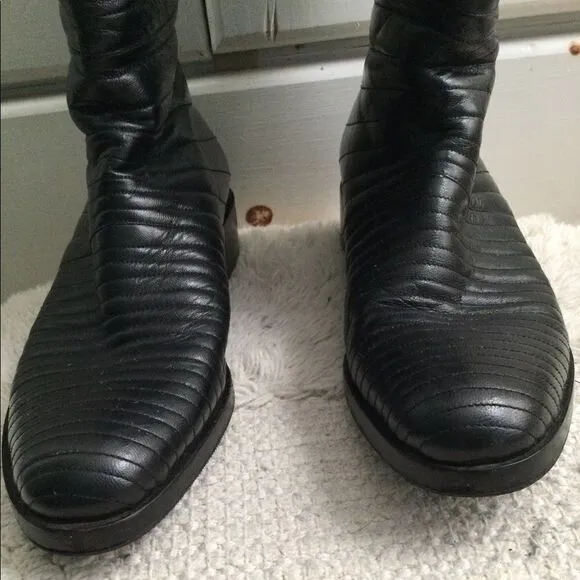 Turpin  7.5 leather boots black, vintage, steam punk, vampire, Goth