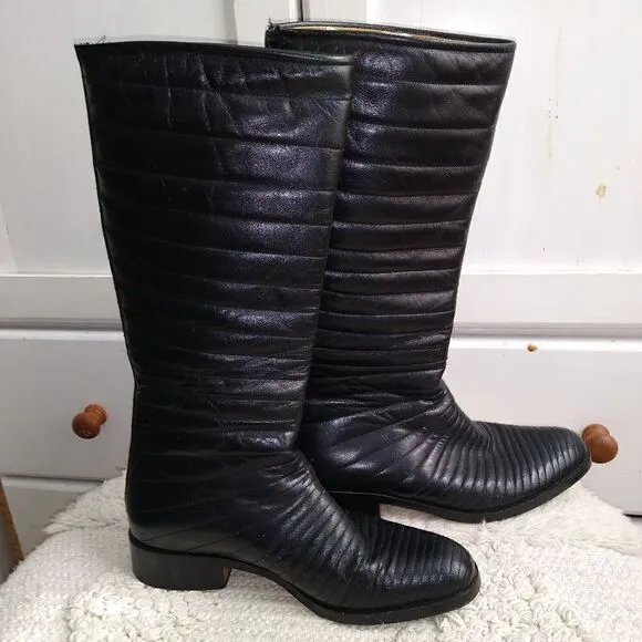 Turpin  7.5 leather boots black, vintage, steam punk, vampire, Goth