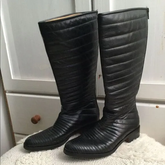 Turpin  7.5 leather boots black, vintage, steam punk, vampire, Goth