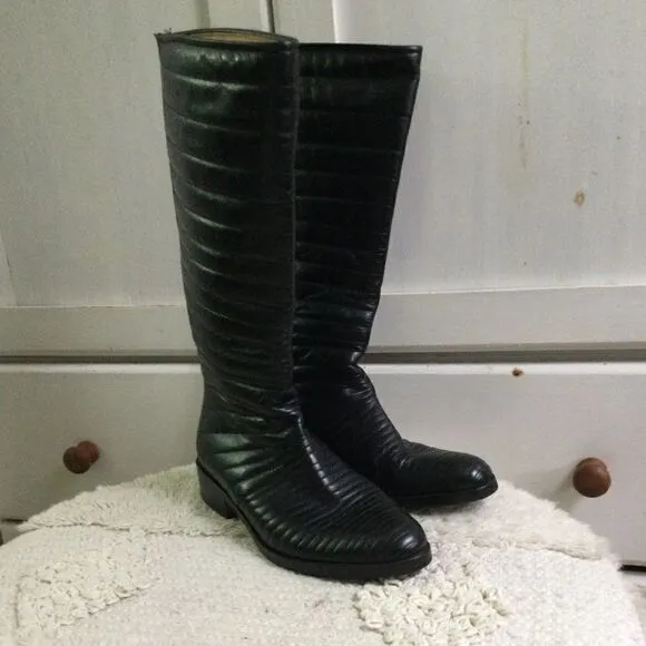 Turpin  7.5 leather boots black, vintage, steam punk, vampire, Goth