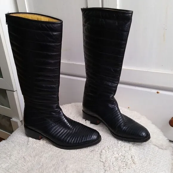 Turpin  7.5 leather boots black, vintage, steam punk, vampire, Goth