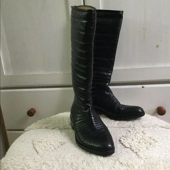 Turpin  7.5 leather boots black, vintage, steam punk, vampire, Goth