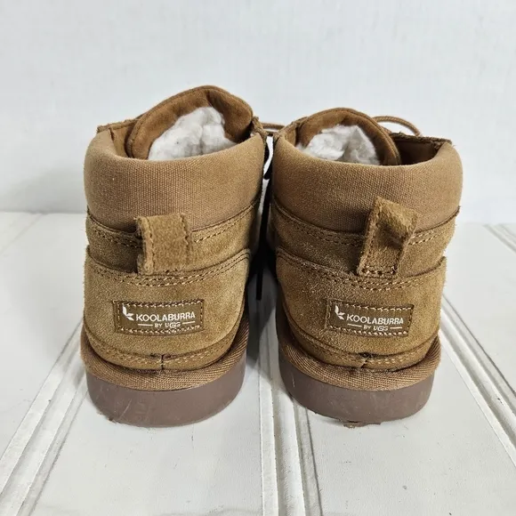 UGG Ankle Boots Girls Size 3 Koolaburra Advay Chestnut Brown Lace Up Winter Shoe