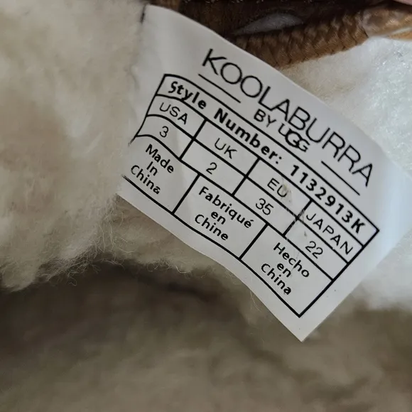 UGG Ankle Boots Girls Size 3 Koolaburra Advay Chestnut Brown Lace Up Winter Shoe