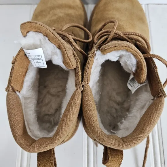 UGG Ankle Boots Girls Size 3 Koolaburra Advay Chestnut Brown Lace Up Winter Shoe