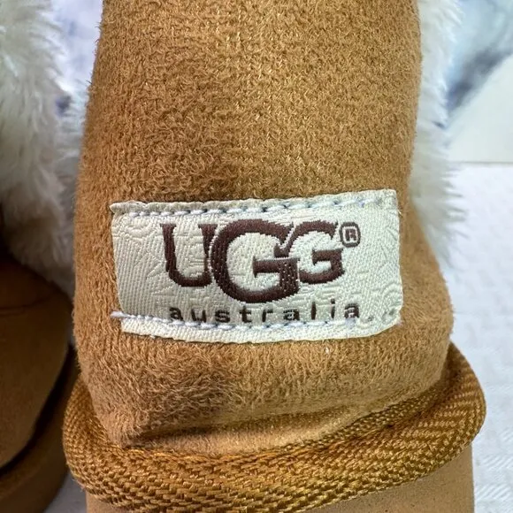 UGG Australia Tan Suede Boots Womens Size 5 With Faux Fur Lining