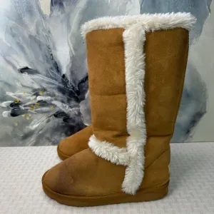 UGG Australia Tan Suede Boots Womens Size 5 With Faux Fur Lining