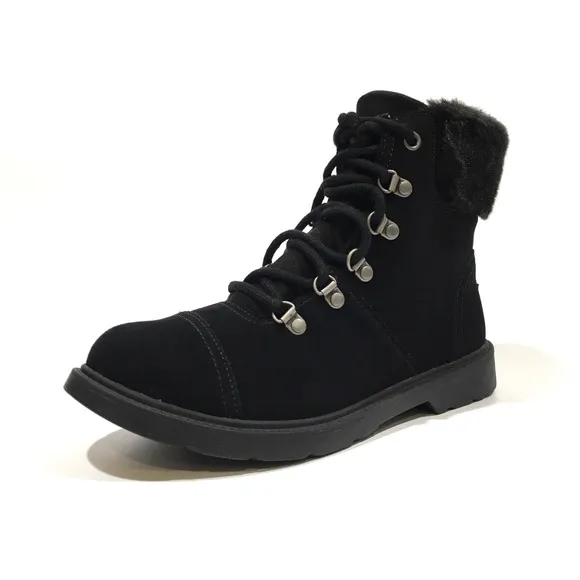 UGG Azell Hiker Weather Waterproof Lace-up Boots -Black Suede -Youth US 6 -NEW