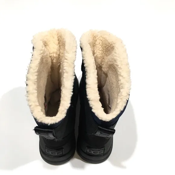 UGG BELLEMORE WEATHER WATERPROOF BOOTS -BLACK / BLUE LEATHER -KIDS US 2 -NEW