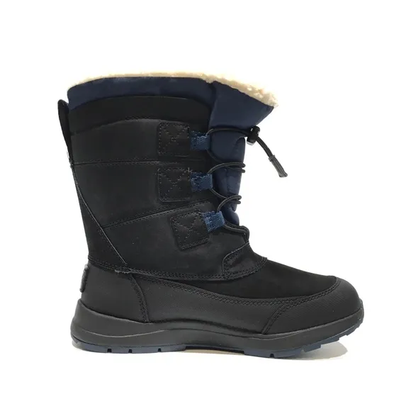 UGG BELLEMORE WEATHER WATERPROOF BOOTS -BLACK / BLUE LEATHER -KIDS US 2 -NEW